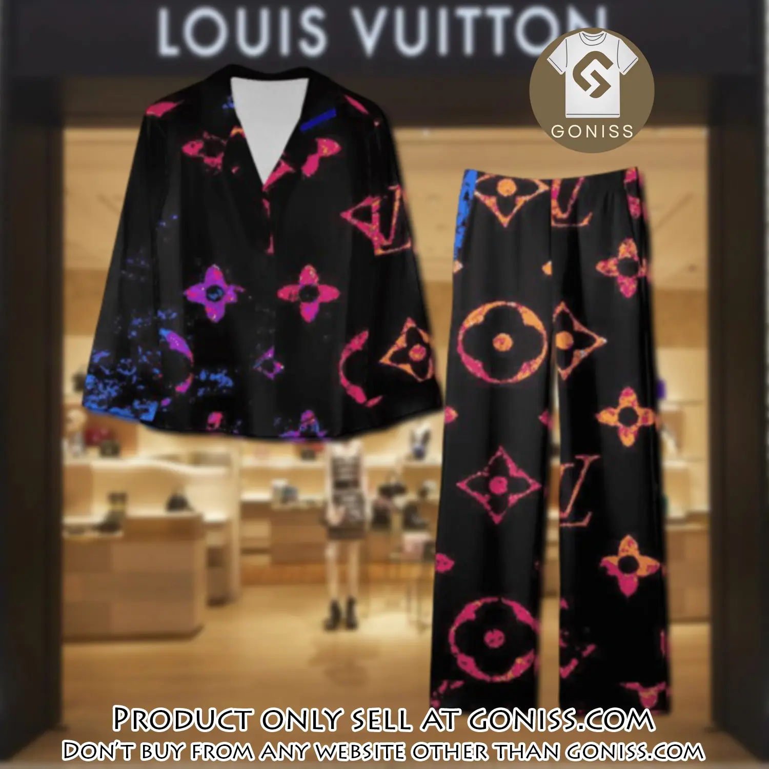 Trending luxury lv satin pajama set pjs1090 gn1208730